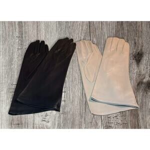 Vintage faux leather‎ gloves black and beige